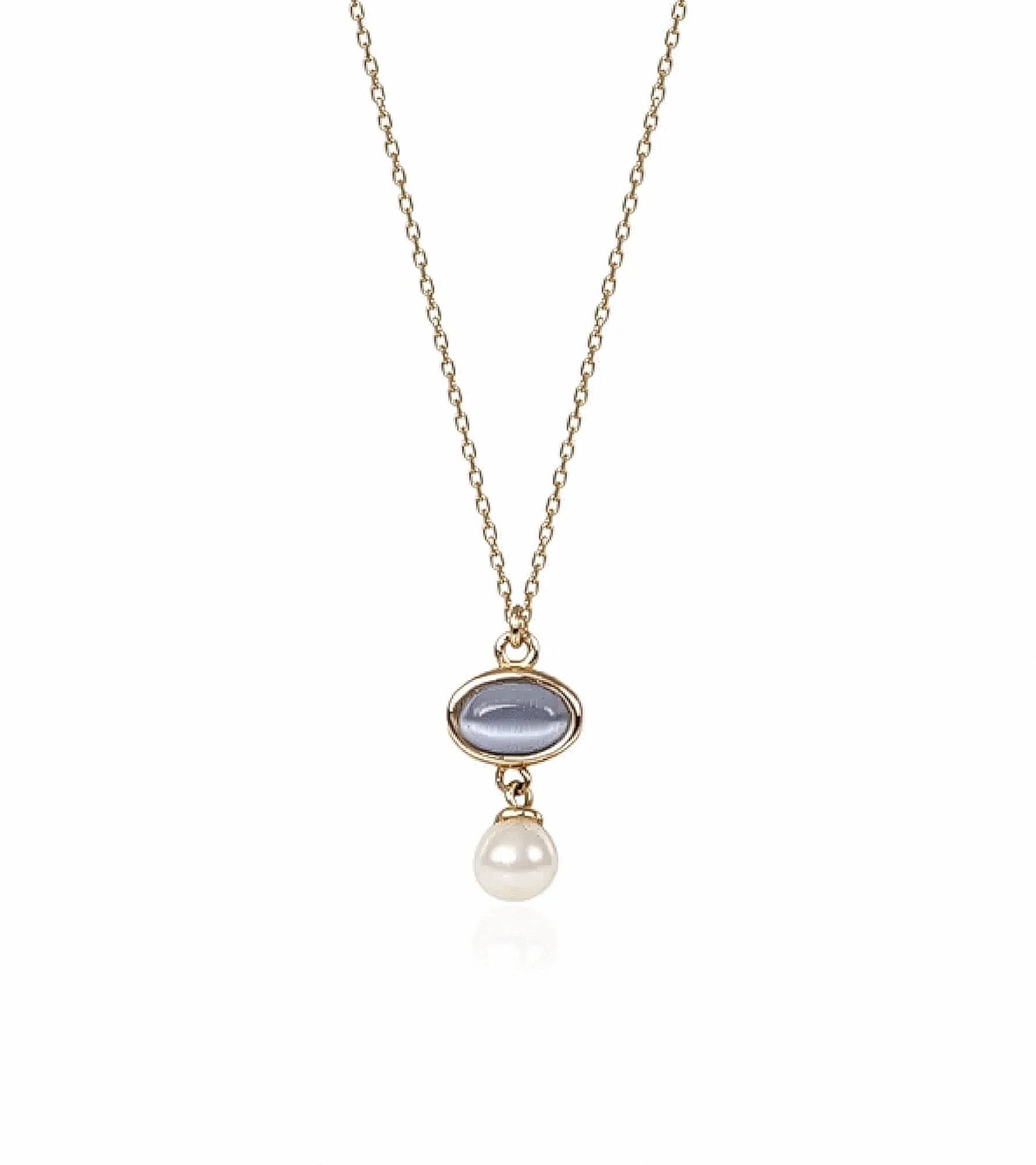 İncili Mavi Opal Kolye