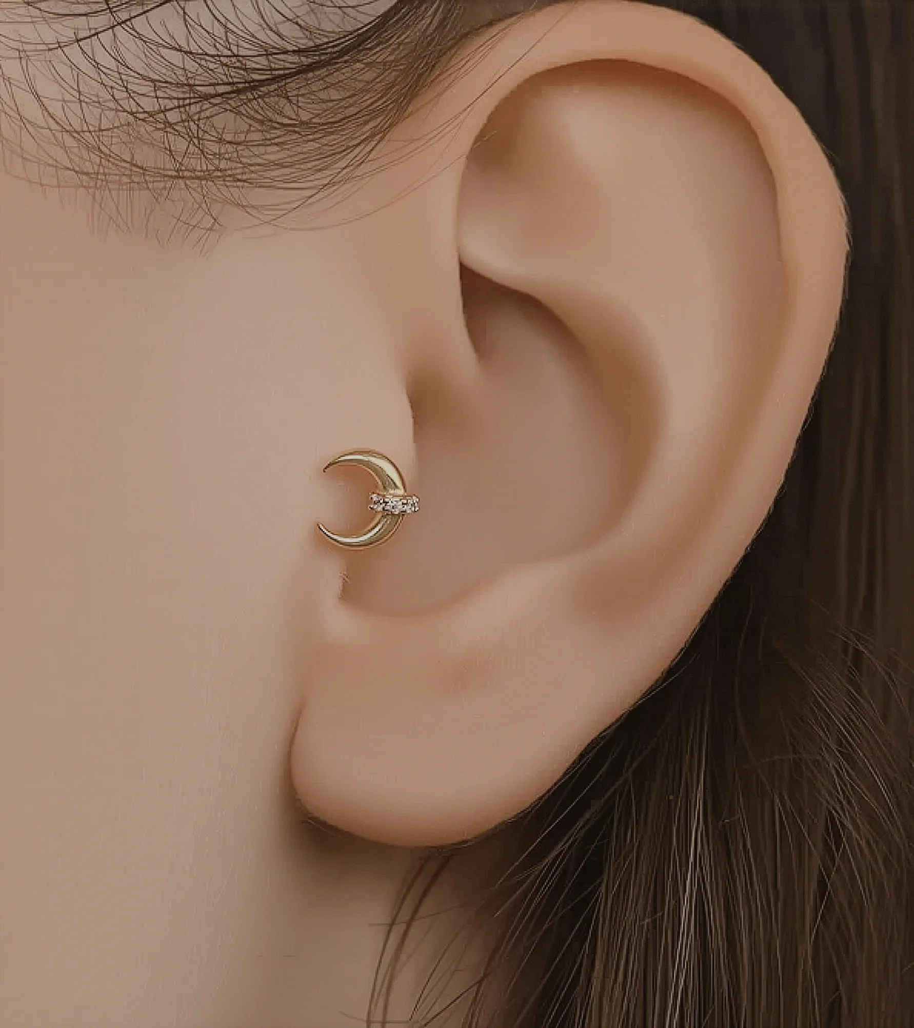 Taşlı Hilal Piercing (Tragus)